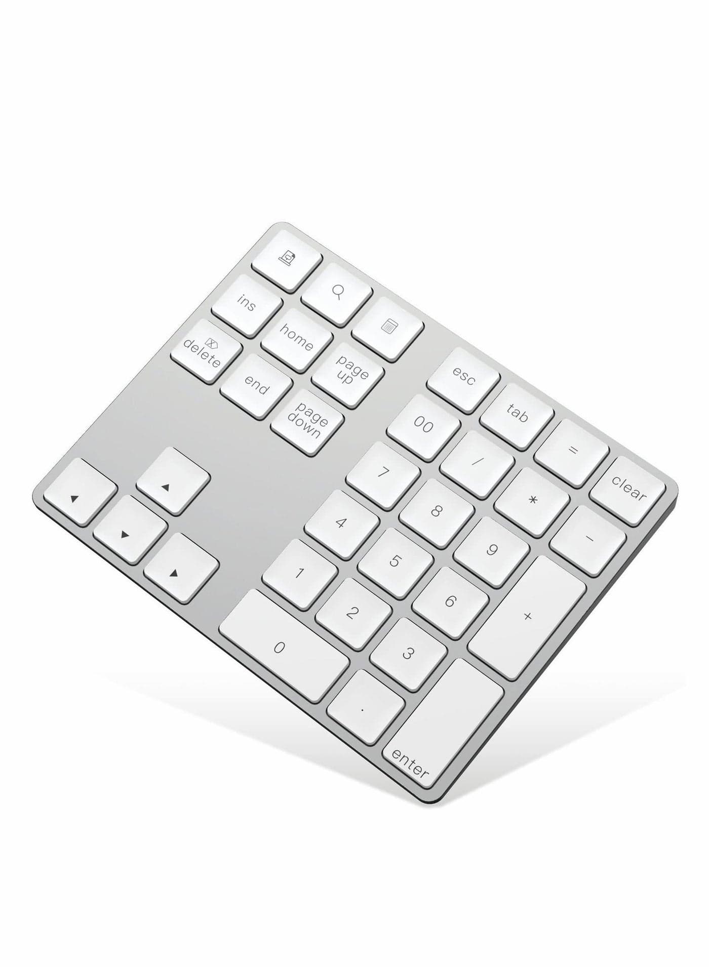 Bluetooth Number Pad, Rechargeable Wireless Numeric Keypad Slim 34-Keys External Numpad Keyboard Data Entry(Silver)