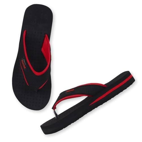 TRASE Doctor Soft Slippers for Women Orthopedic Flats for Women Diabetic & Pregnancy Comfort Flip Flop House Slipper Chappal (Red-Black, 5 UK)