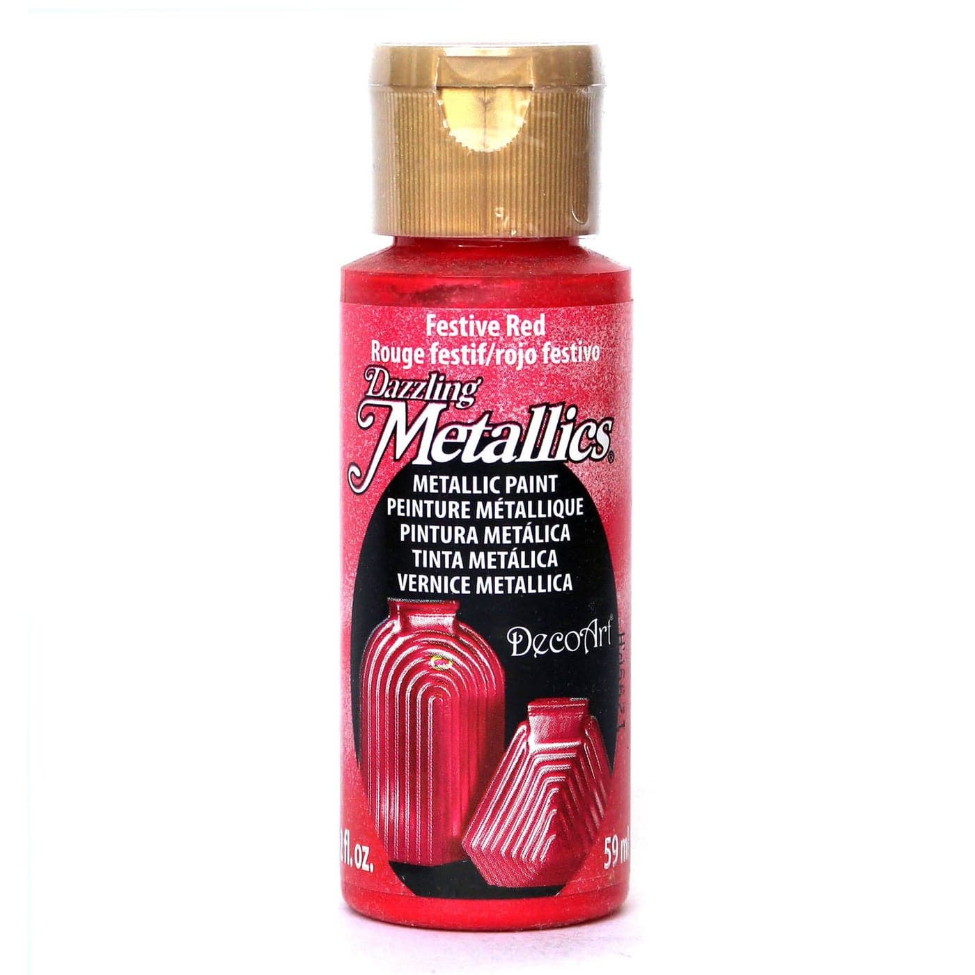 DecoArt Dazzling Metallics 2Ounce Festive Red Acrylic Paint