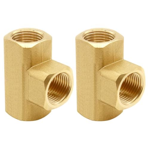 Uenede 2PCS 38 Inch Brass Tee Pipe Fitting 38 NPT Female Thread 3way Adapters for WaterOilGas