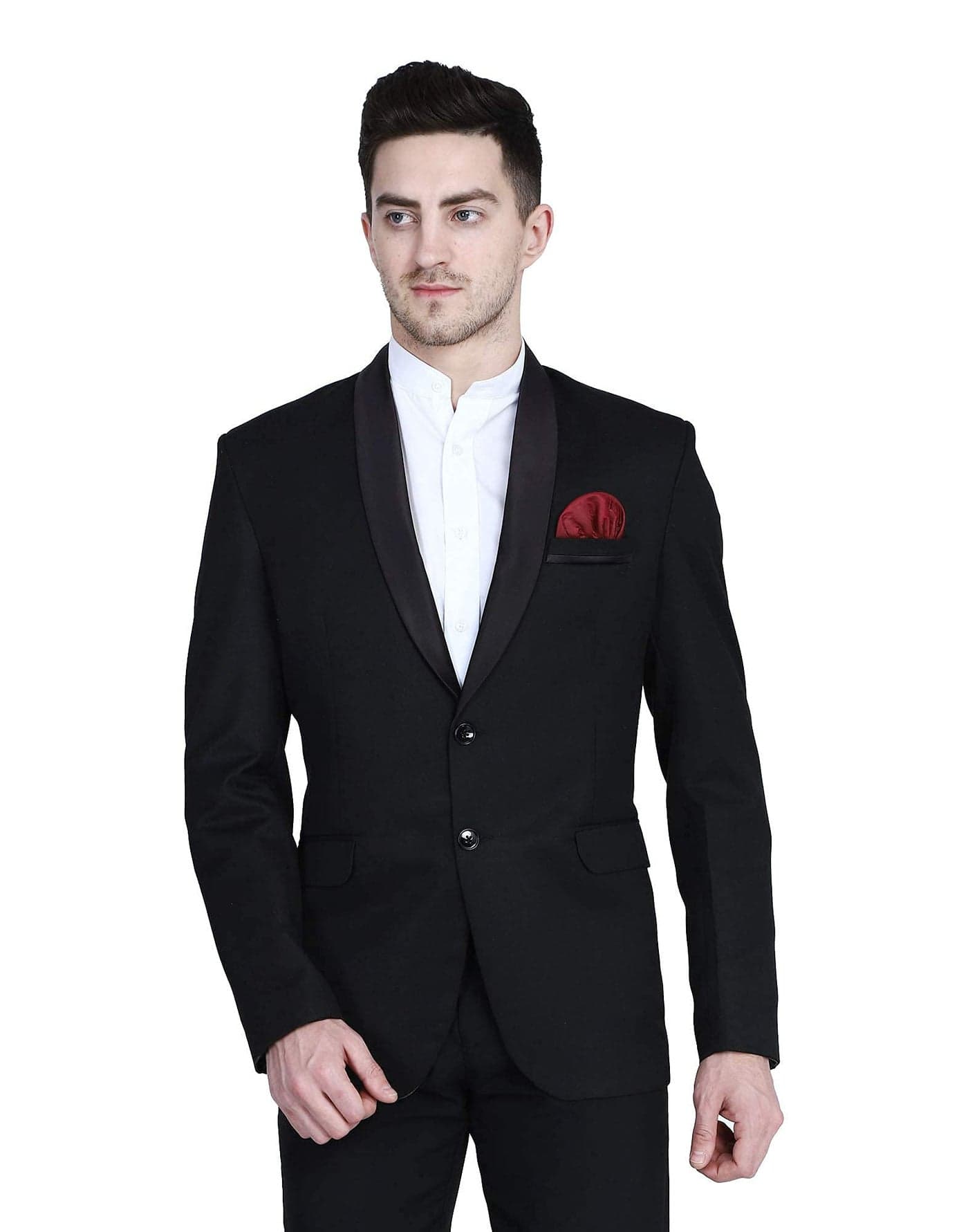 TAHVO Black Tuxedo Blazer with Hanky for Men (44, Black)