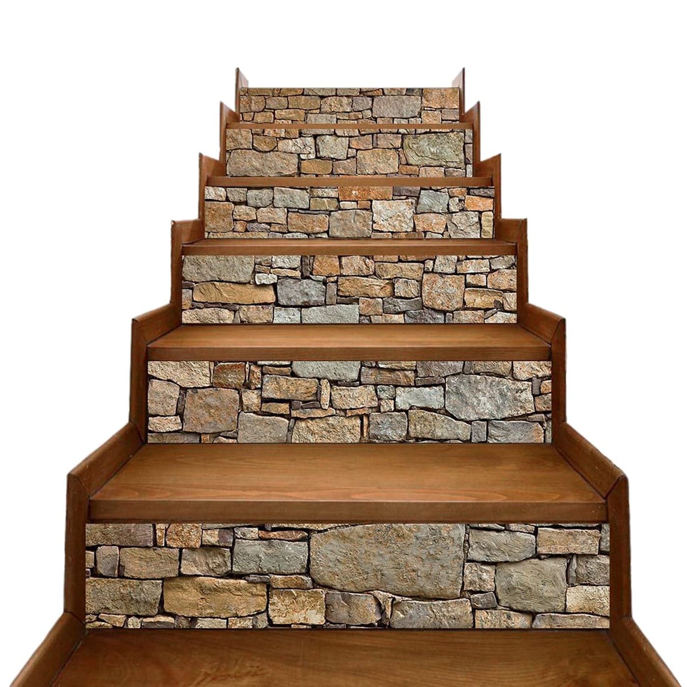 TUOKING 6 Strips Stair Stickers Vinyl SelfAdhesive Refurbished Staircase Decals 3937 x 708 Inch for 6 Steps Stone Pattern