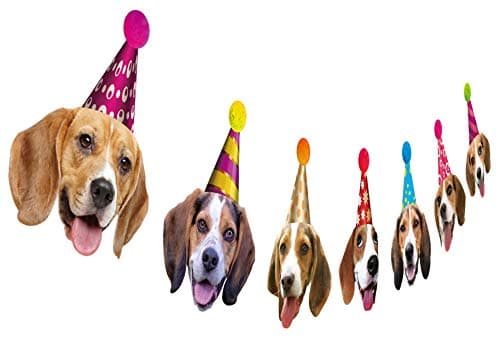 Silvima Beagle Birthday Garland Funny Beagle Face Portrait Happy Birthday Banner Dog Bday Party Supplies