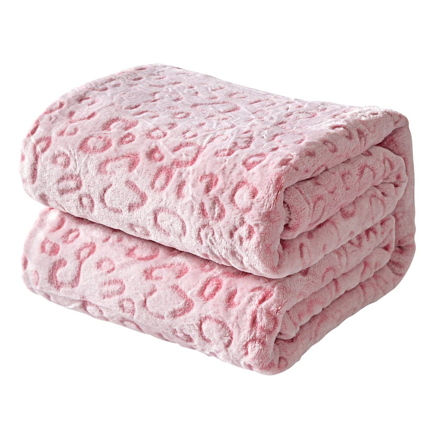FY FIBER HOUSE Flannel Fleece Leopard Print Throw Blanket Super Soft Lightweight King Size Bedspreads 90X108 Pink