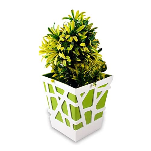 Sharpex Mosaic Pot, Self-Watering Mechanism Planter, Use for Home Decoration and Gardening, Modern Pot for All House Plants, Flowers, Herbs, Vegetables-Pack of 1(Green)