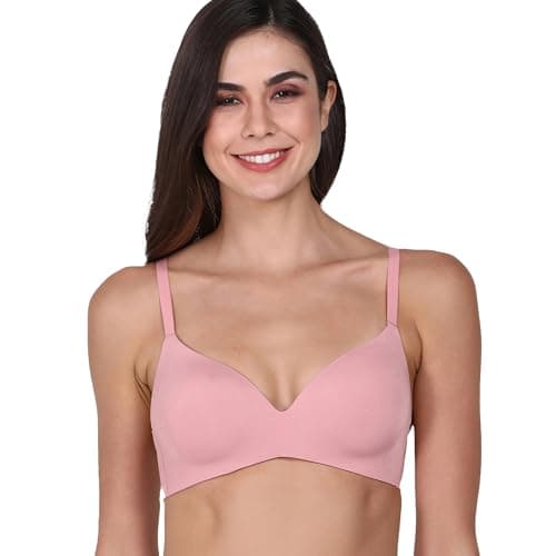 Enamor F084 Seamless Ultra Smoothening With Invisible Edges T-Shirt Bra - Padded Wirefree Medium Coverage - Strawberry Ice