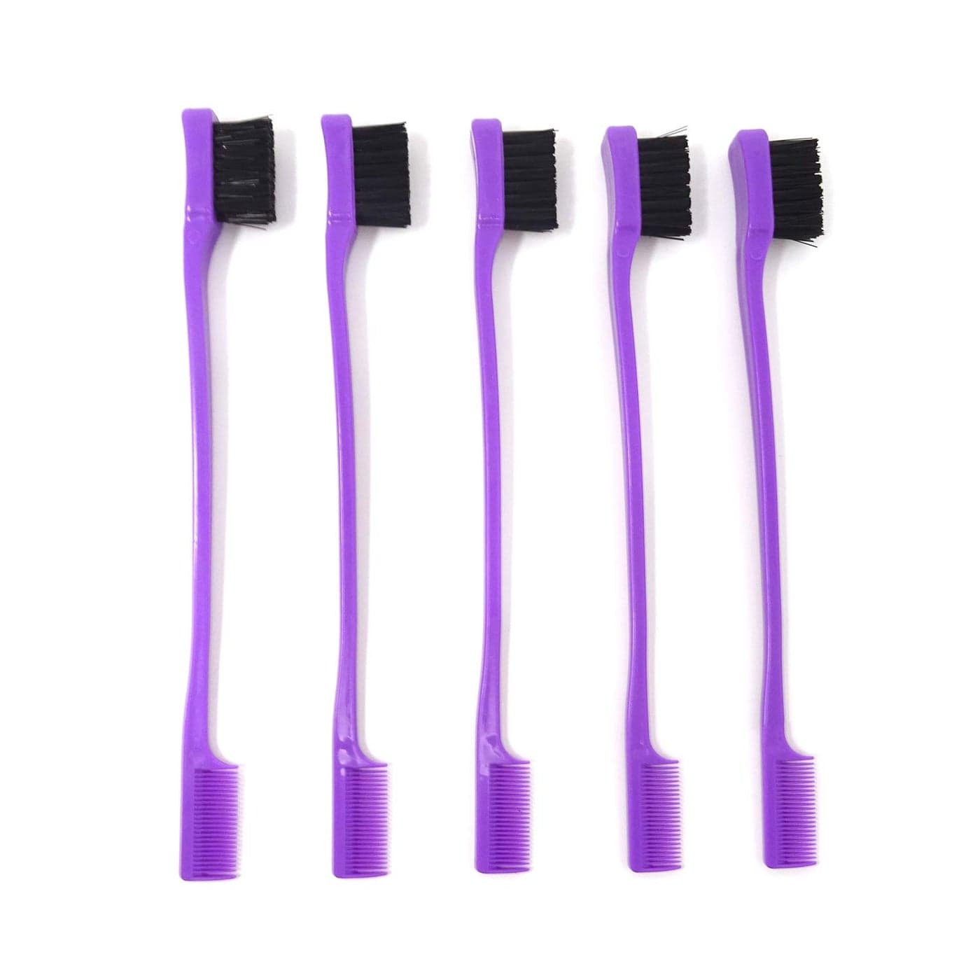 Honbay 5PCS Double Sided Edge Brushes 2 In 1 Edge Control Hair Brush Comb Combo Purple
