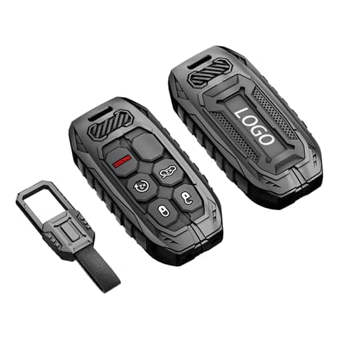 Metal Key Fob Cover Case Compatible with Jeep Grand Cherokee Renegade Dodge Durango Challenger Wrangler Patriot Grand Commander Journey Fiat Dart Chrysler 200 300 (Black)