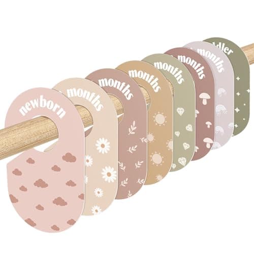 WSICSE Baby Closet Divider DoubleSided Baby Clothes Organizer Nursery Decor Closet Dividers for baby Clothes 8 Designs from Newborn to 24 Month Pastel