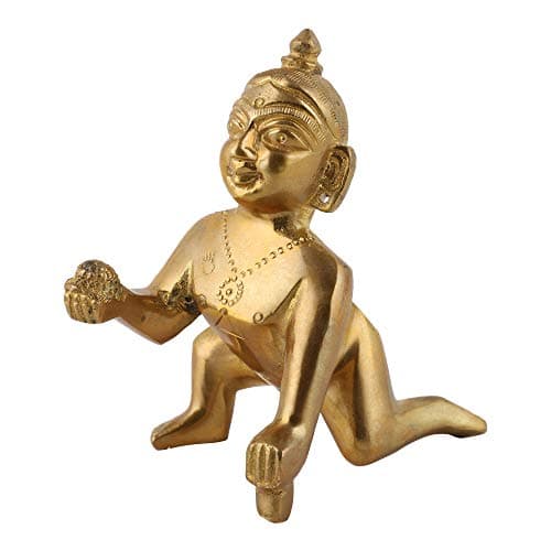 UAPAN Brass Laddu Gopal Idol kanha weight-200 Grams (8 Centimeter)
