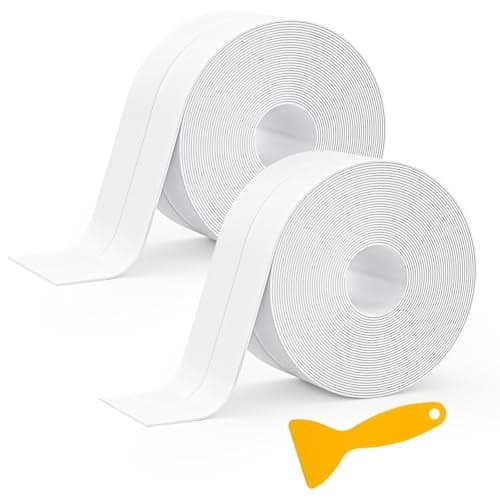 Caulk Strip, 2 Pack 1.5' x 10.5Ft Caulk Strip for Bathtub Self Adhesive Caulk Tape Caulking Sealing Tape for Kitchen Countertop,Sink,Bathroom,Toilet,and Bathtub Floor Wall Edge Protector