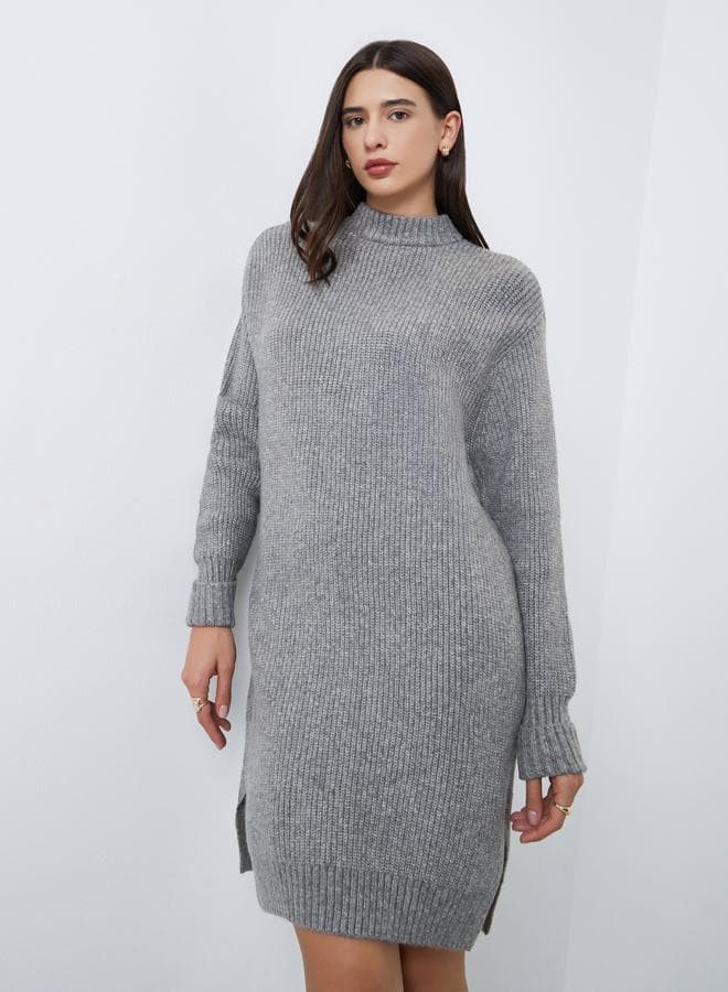 Women Chunky Knit Longline Sweater — M