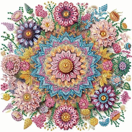 Stalente Diamond Painting Kits for Adults Mandala Flower 5D Special Shape Diamond Art Kits for Beginners Crystal Rhinestones Diamond Painting for Home Wall Decoration Gift 1212inch