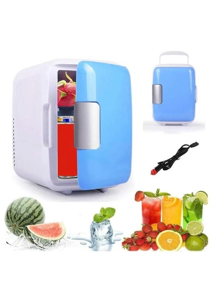 Cool Box Car Refrigerator, 4L car refrigerator 12V, thermostat, portable mini fridge (Color : Blue) (Blue)