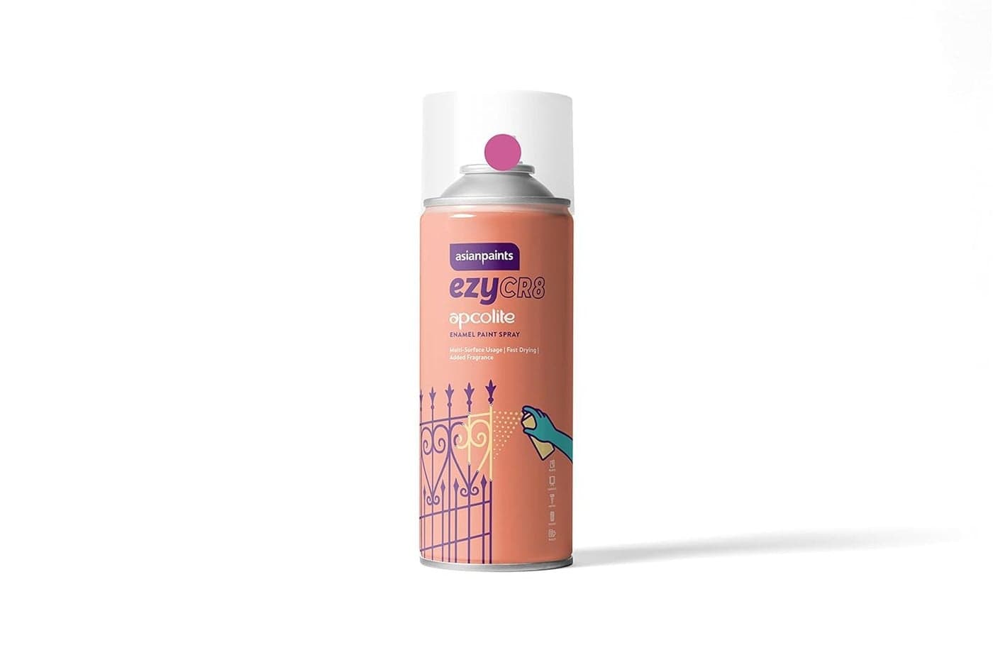Asian Paints ezyCR8 Apcolite DIY Spray Paint – Peach Red, 400ml, 100% Acrylic | Multi-Surface Use: Metal, Wood & Walls