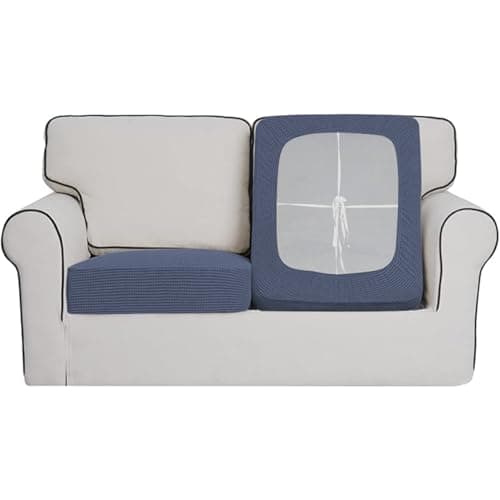 HOKIPO Stretchable Individual Jacquard Elastic Sofa Cushion Seat Cover, 2-Piece Seat Cushion Cover, Dark Grey (AR-5284-DGRY*2)
