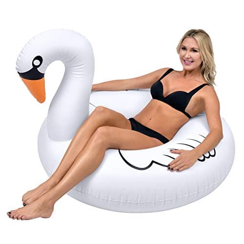 GoFloats Swan Party Tube Inflatable Raft Float In Style for Adults and Kids