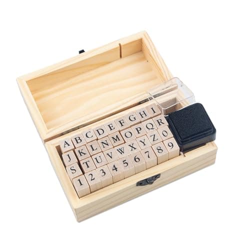 Rubber Stamp Letters Numbers and Alphabets 36 Pcs Small Wooden Rubber Stamps for Card Making DIY Craft Scrapbooking Supplie etc