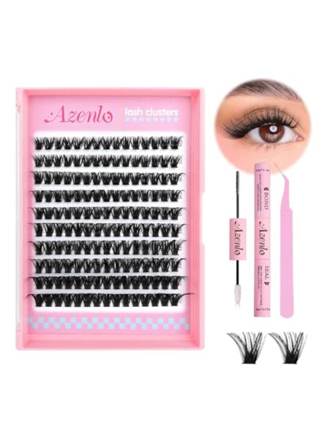 Azenlo Natural Lash Clusters Kit Wispy Eyelash Clusters 120 pcs Cluster Eyelash Extensions C Curl Individual Lashes 1016 mm Mix Length Natural Look 80D KIT 120 Pcs