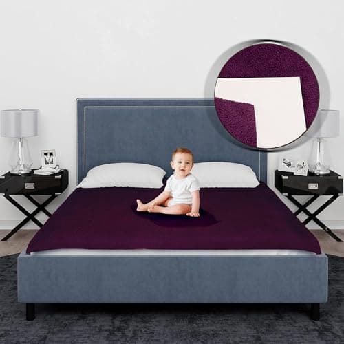 OYO BABY Dry Sheet for All Age Groups | Double Bed Waterproof Mattress Protector 260×200 cm | Quick Dry Sheet Large Size for Bed | Soft, Reusable & Anti-Piling Fleece Bed Pad - Plum