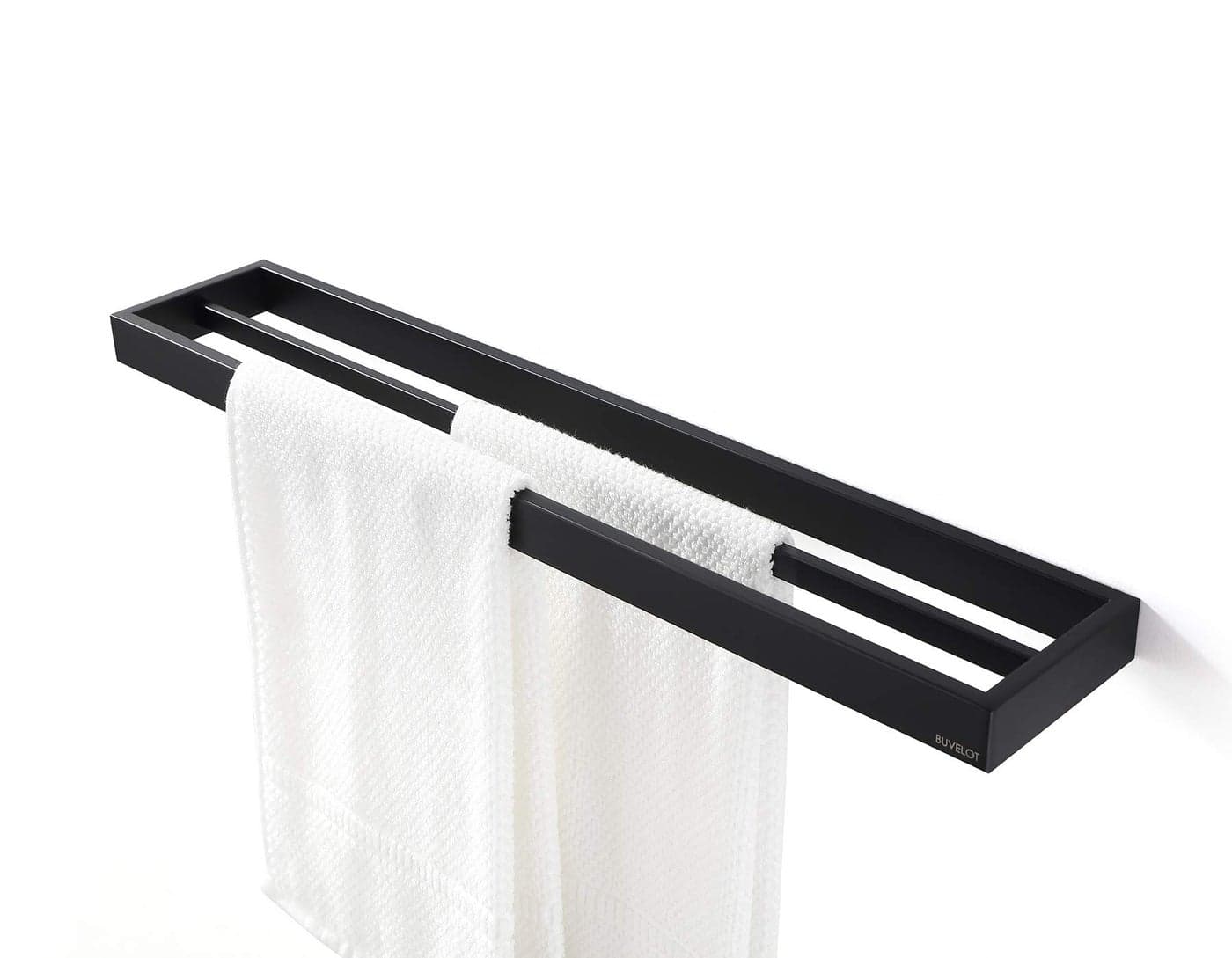 BUVELOT Double Towel Bar Black Towel Shelf 24 Inch Hotel Style Towel Holder Towel Racks for Bathroom Contemporary Bath Towel Bar Wall Mounted Matte Black 073080MB Ler Series