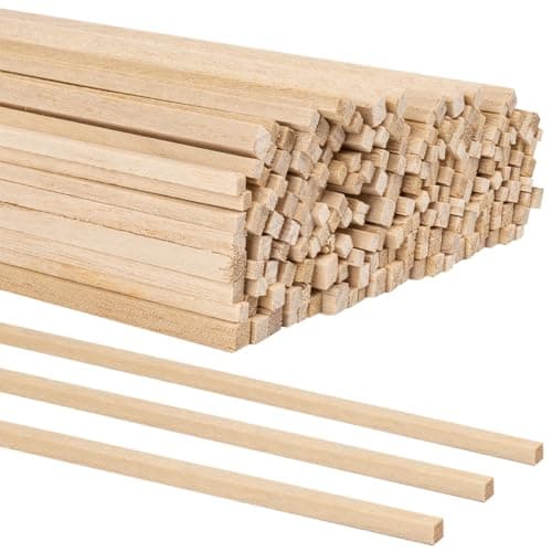 160Pcs Balsa Wood Sticks 12 Inch Square Wooden Dowels Hardwood Square Dowels Unfinished Wooden Strips for DIY Molding Crafts Projects Making