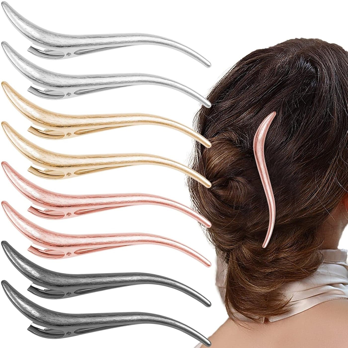 8 Pcs Large Metal Duckbill Hair Clips 5 Inch Long Alligator Hair Pins French Twist Hair Barrette Strong Clamp Hairpins Spring Duckbill Hair Accessories for Women Thick Long Updo Hair Style