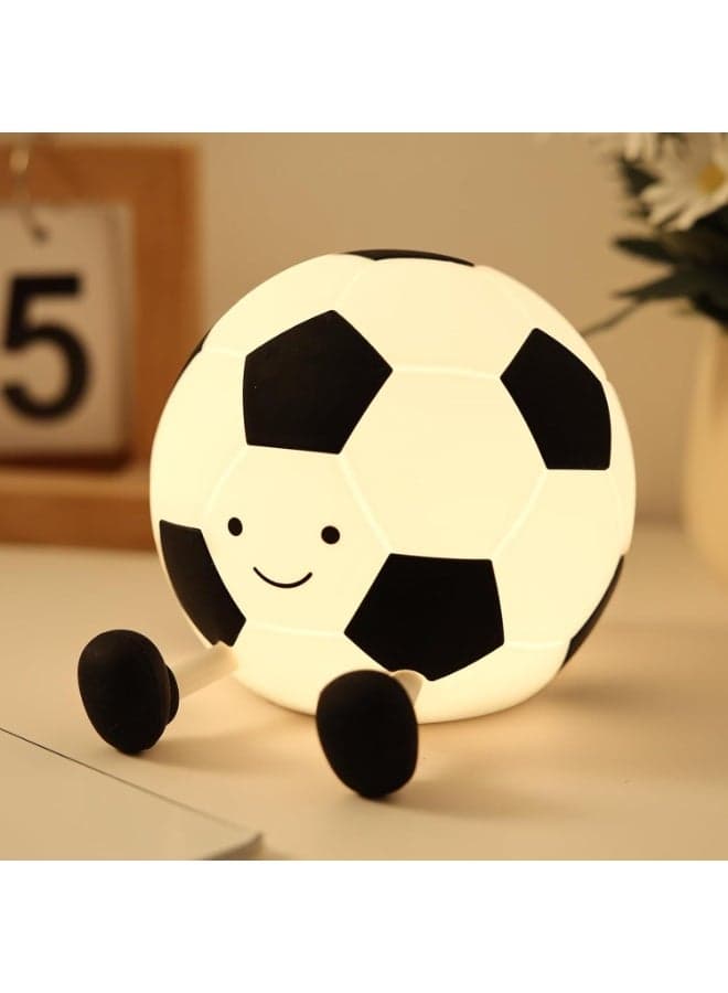 Football Night Light, Glowing Football Lamp Silicone Night Light, Bedroom Bedside Sleeping Ambient Light, Adjustable Brightness Tap Light, For Baby Sleeping, Desktop Decoration, Study Reading, Camping Small Gift, 11.5x13.9x10.4cm