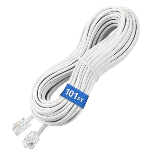 Uvital 100 Feet Telephone Landline Extension Cord Cable Line Wire with Standard RJ-11 6P4C Plugs(White 30.5M,1Pack)