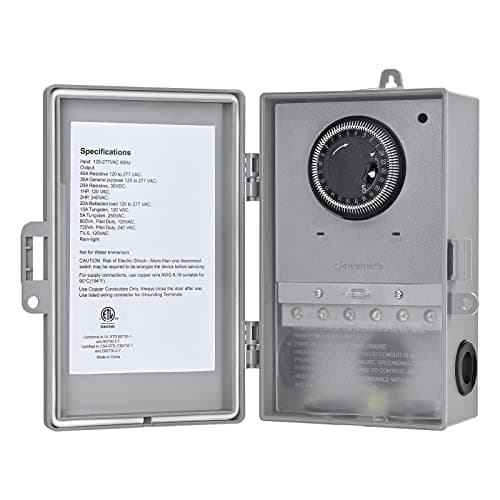 DEWENWILS Pool Pump Timer, Mechanical Timer Box Outdoor, Heavy Duty 2HP 40A 120-277 VAC, 24-Hour Programmable ON/Off Timeable Switch for Water Heater, Pool Pump, ETL Listed
