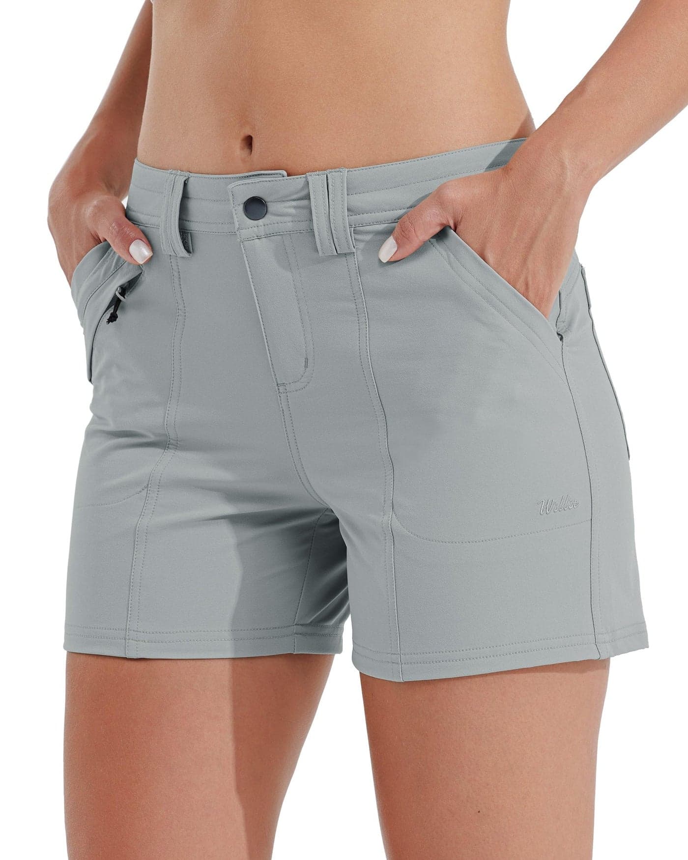 Willit Women's Golf Hiking Shorts Quick Dry Athletic Casual Summer Shorts with Pockets 4.5 in Gray 8