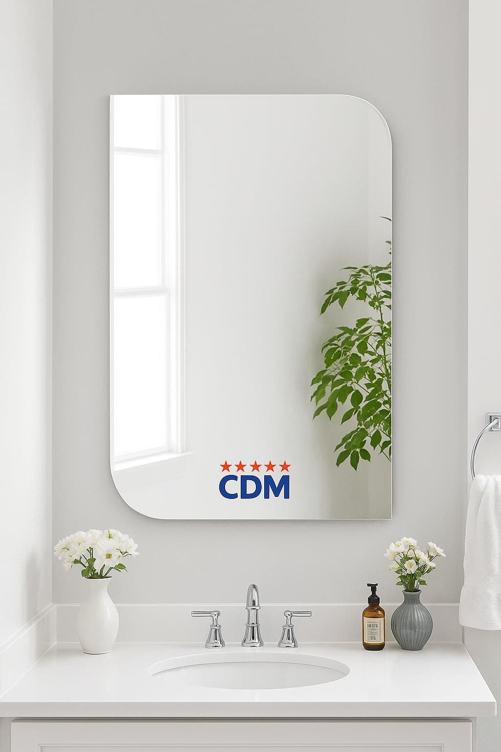 CDM Premium Wall Mirror: Contemporary Rounded Edge Rectangular Mirror with Crystal-Clear HD Reflection for Bathroom, Bedroom, and Home Décor (12 x 16 Inch)