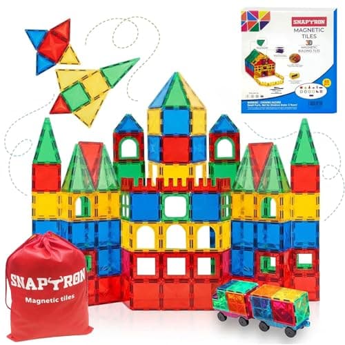 SNAPTRON Magnetic Blocks for Kids Tiles -104Pieces Set Gifts for Girls, Boys, Magnetic Blocks for Kids 3+ Years, 4 5 6 7 8 9 10/ Constructing & Learning Builder Educational Magnatiles Game
