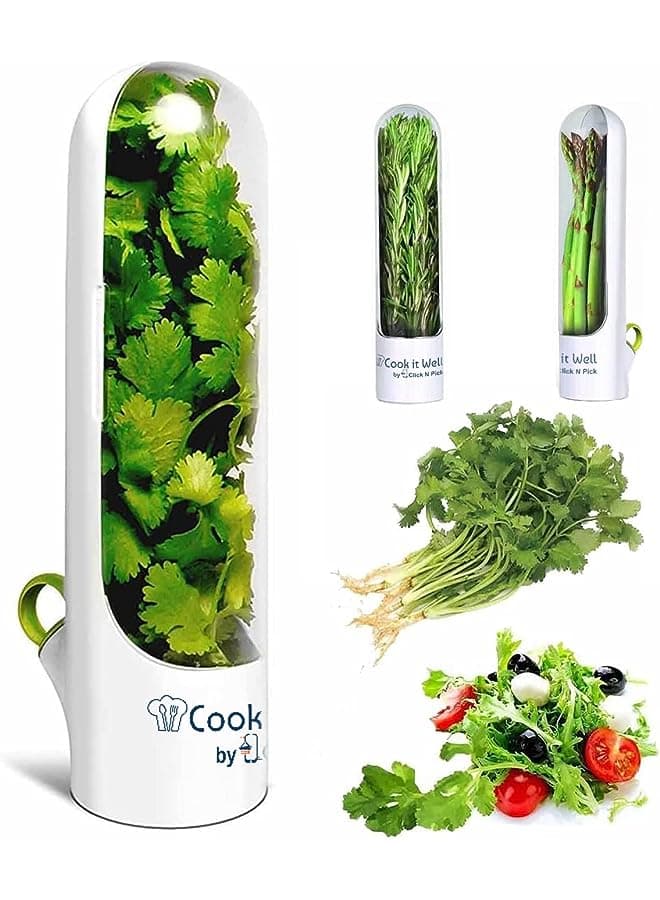 IT WELL® Herb Keeper, Herb Storage Container, Keep your Vegetable Fresh in Refrigerator, Herb Savor Pod for Cilantro, Mint, Parsley, Asparagus