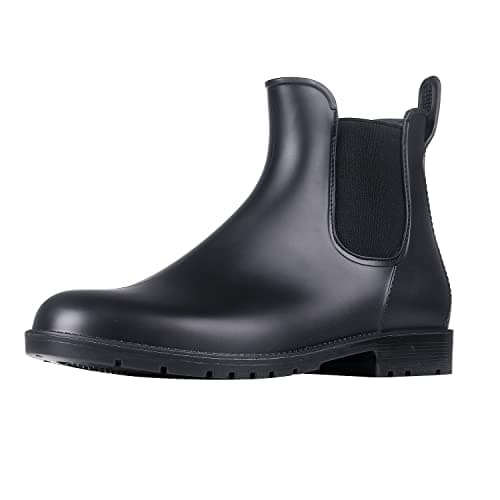 Asgard Women's Ankle Rain Boots Waterproof Chelsea Boots, Black 43 (Size 12)
