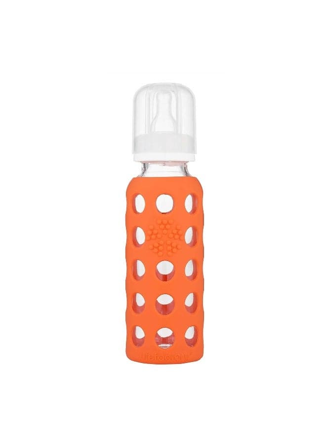 Lifefactory 9-Ounce Glass Baby Bottle with Stage 2 Nipple and Protective Silicone Sleeve Papaya (LF110019C4)