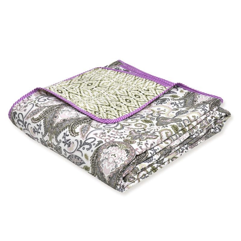 Tzafrir Dohar Double Bed Cotton AC Blanket Comforter Reversible Blanket for Summer 84 x 96 Purple Green Pack of 1
