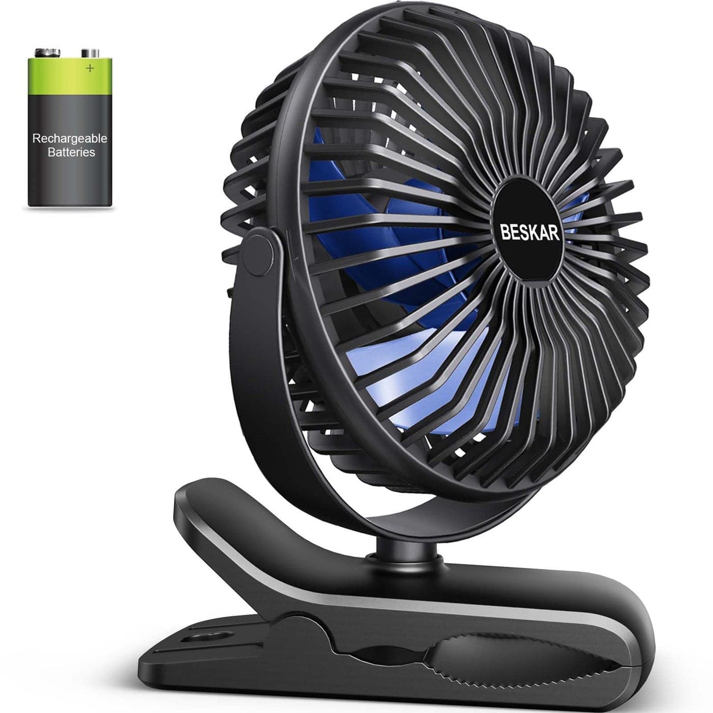BESKAR USB Clip on Fan Portable Small Fan with Cord Powered 3 Speeds Strong Airflow with Sturdy Clamp Quiet Personal Desk Fan