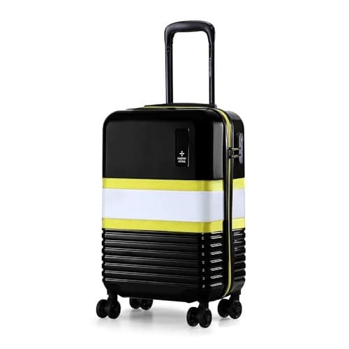 Nasher Miles Mexico Hard-Sided Polycarbonate 8 Wheels Double Spinner Cabin Luggage Black and Grey 20 inch |55cm Trolley Bag,Small