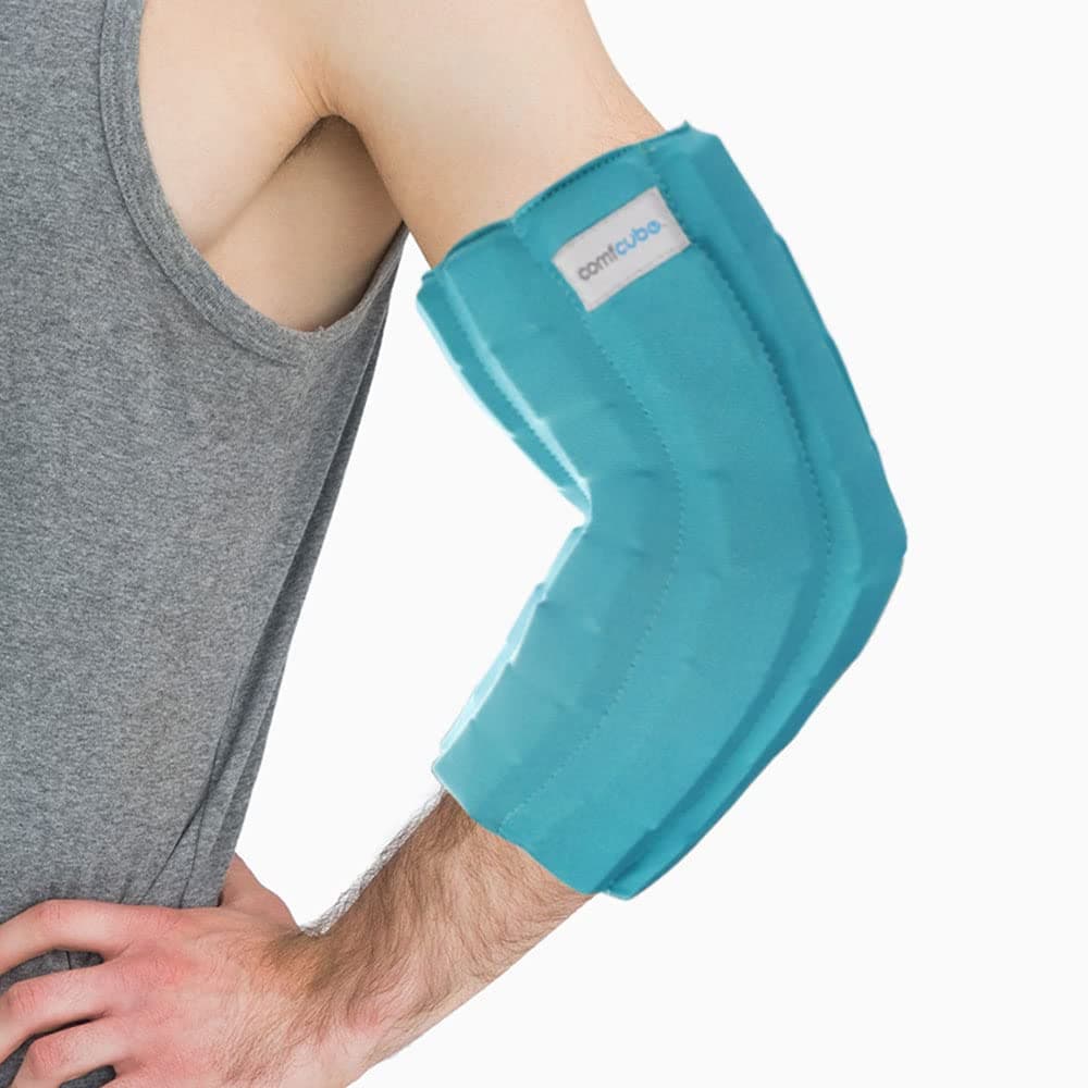 Comfcube Elbow Ice Pack for Tendonitis Tennis Elbow 2 Hours Long Lasting Cold Compression Flexible Ice Pack Wrap Sleeve Pain Relief for Golfers Arm Arthritis Injuries Swelling Bursitis