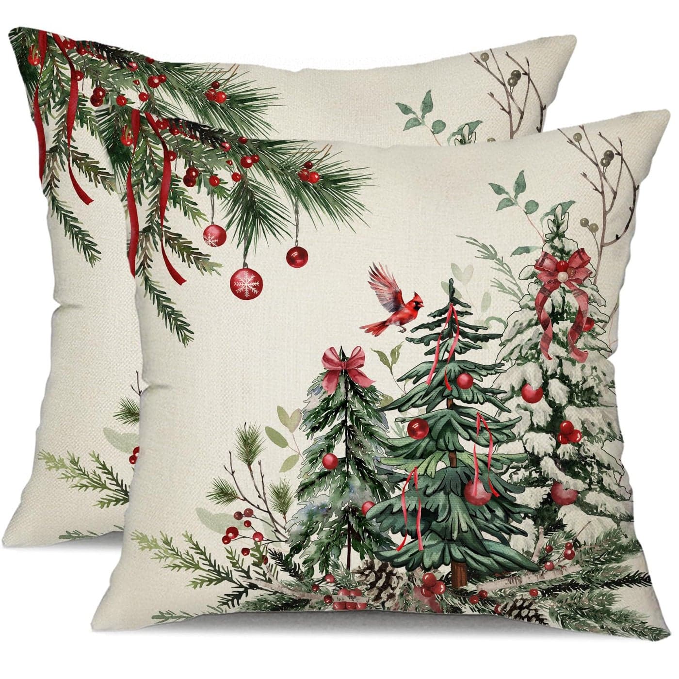 DFXSZ Christmas Pillow Covers 18x18 Inch Set of 2 Tree Decorative Throw Pillows Winter Decor for Home Couch TH35B18
