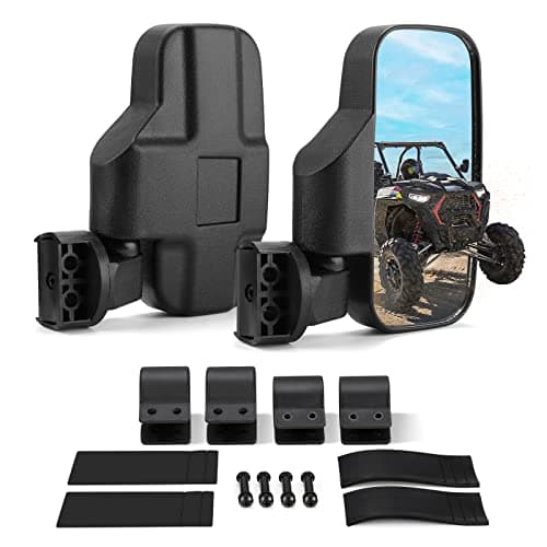 KEMIMOTO UTV Mirrors UTV Side Mirrors Fits 1.6 inch to 2 inch Roll Cage Compatible with Polaris RZR 900 1000 Can Am Kawasaki Mule Rhino YXZ Zforce Pioneer 1000/700, Shatter Proof Tempered Glass