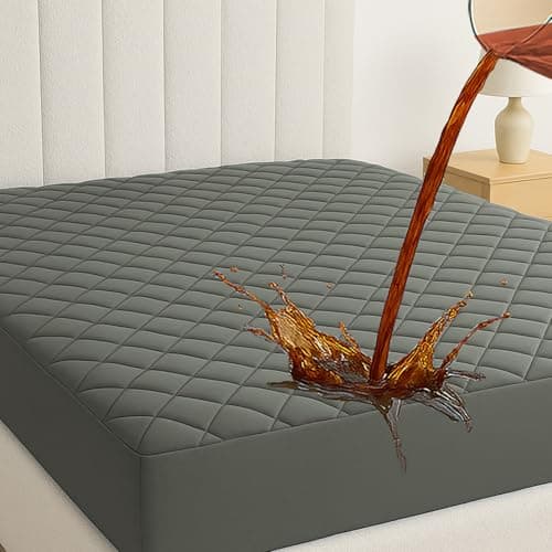 Homestan 100% Waterproof Quilted Mattress Protector Single Bed, Elastic Fitted Cotton Bed Mattress Cover Protects from Dust & Mites (72x48 inches, Grey)