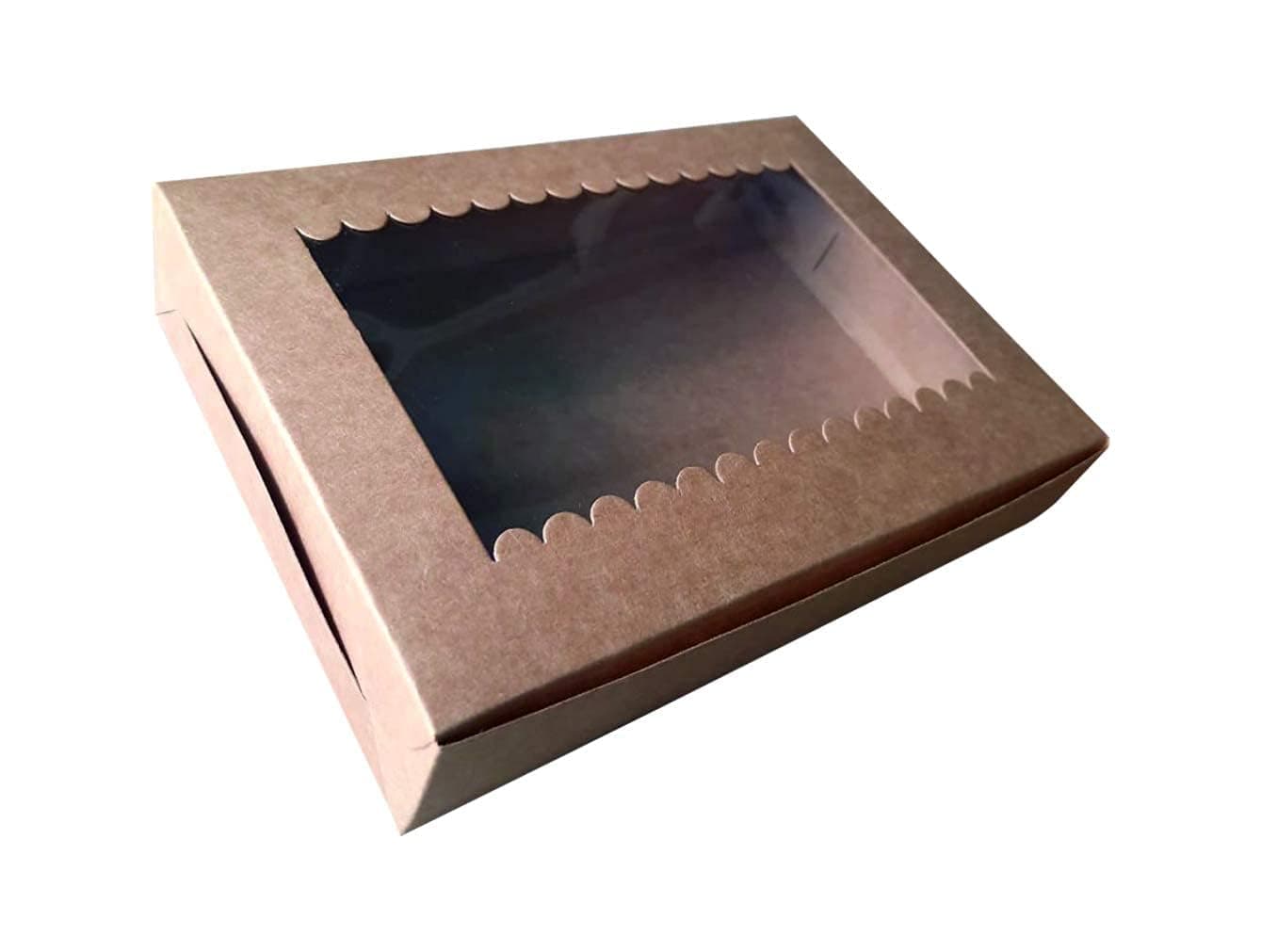 CHOCO DECOR Brownie Box with Clear Display Window Mini Cupcake Box Donut Box Dessert Packaging Pack of 10 85x6x175 inch