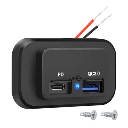 Linkstyle RV USB Outlet, 12V/24V USB Charging Port, 30W PD USB-C & 18W QC3.0, Panel Mount for Camper Marine Boat