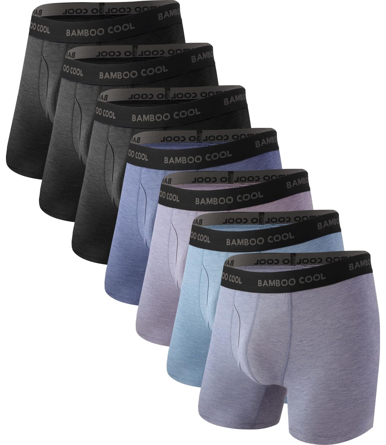 BAMBOO COOL Mens Ultra Breathable UnderwearNo Riding Up Boxer Briefs with ComfortFlexible WaistbandMultipack
