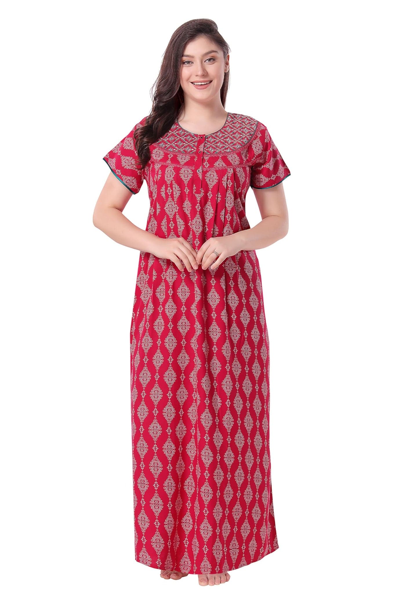 Soulemo Women's Printed Alpine Nighty (XL - Bust - 48, Pink) 1673CXL