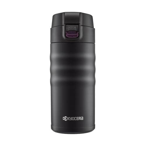 Kyocera 12oz. Ceramic Coated Interior, Double Wall Vacuum Insulated, Stainless Steel Travel Mug-Matt Black