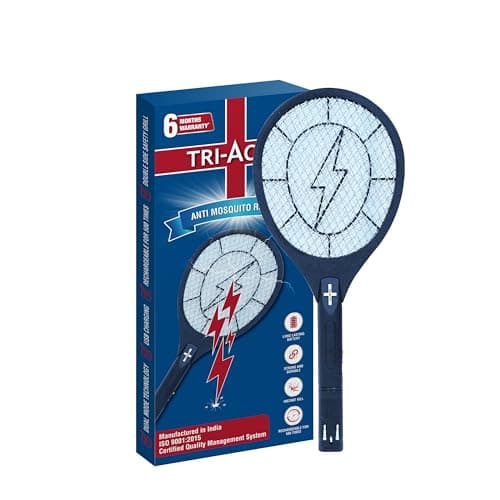 Tri-Activ Anti Mosquito Bat | 6 months Warranty | Rechargable Upto 500 Times | Mosquito Killer Racket| Bat to Hit Mosquito, Insect Killer & Fly Swatter | Long Lasting Battery |ISO Certified| Pack of 2