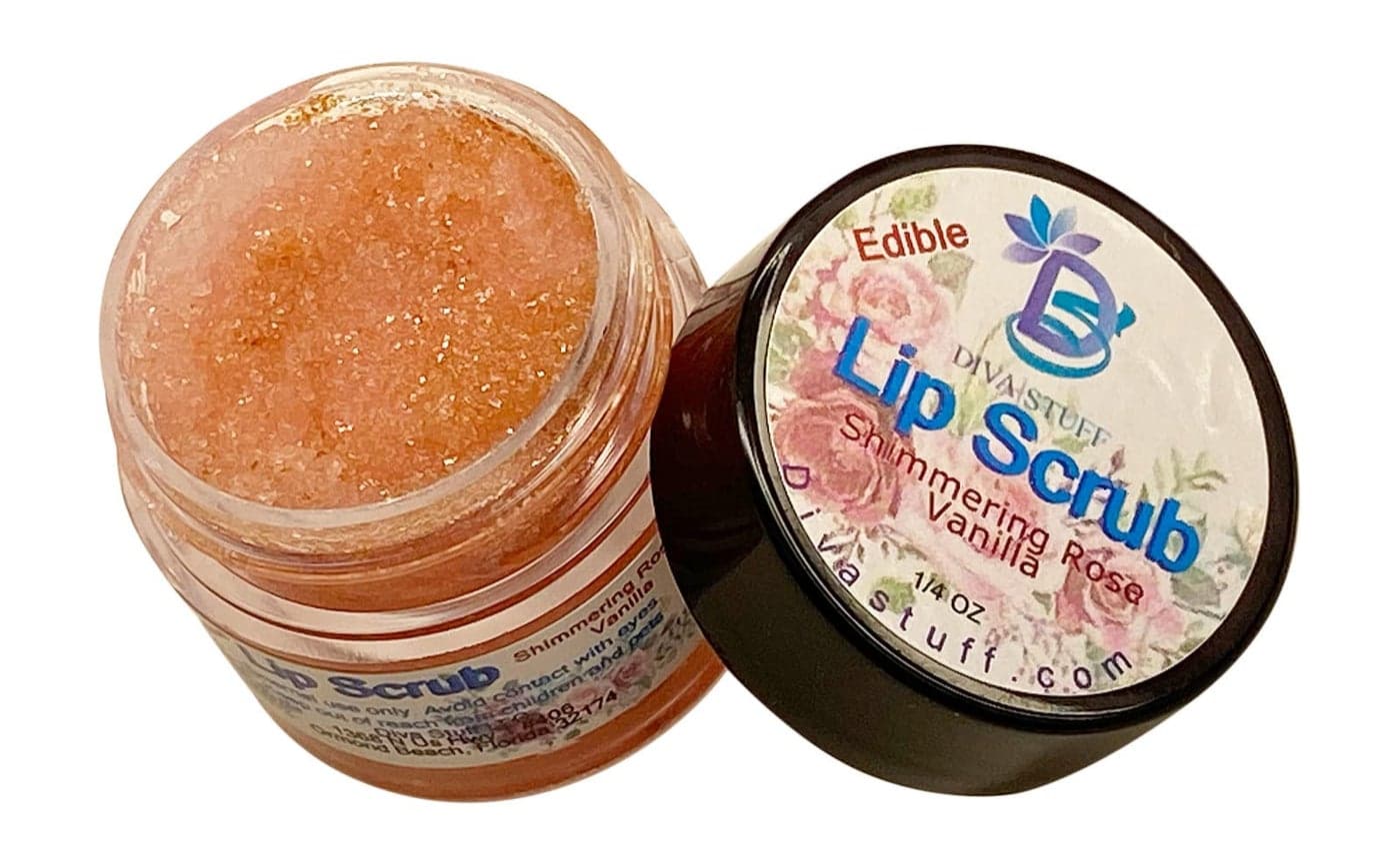 Diva Stuff Ultra Hydrating Lip Scrub for Soft Lips Gentle Exfoliation Moisturizer Conditioner oz Made in the USA Shimmering Rose Vanilla